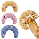 JazRvr 3 Stück Baldrian Kissen Für Katzen, Beruhigungskissen Mit Katzenminze, U-förmige Haustierkissen Für Kleine Hunde Und Katzen, Blau Pink Gelb