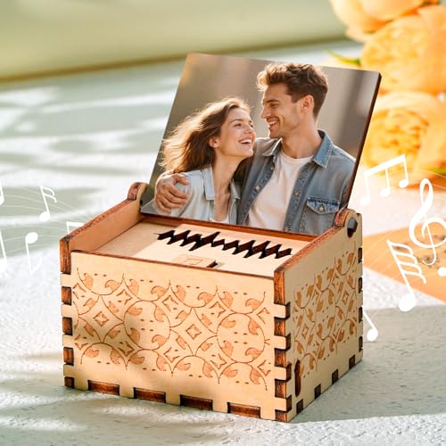 Smile lab Caixa de música, caixa musical personalizada com foto e texto, presente personalizado com fotos de presente, presente de dia dos namorados para mulher, homem, casal, Natal e aniversário