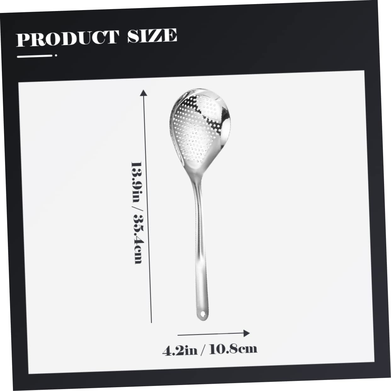 MUCKLILY Stainless Steel Frying Oil Strainer Spoon Long Handle Skimmer for Hot Pot Dumplings Smooth Surface Colander for Cooking Serving Kitchen Tool
