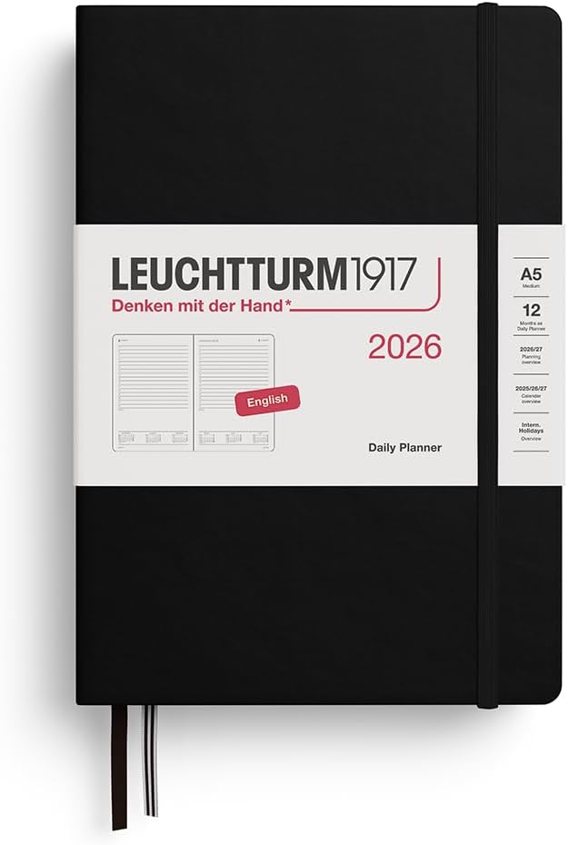 LEUCHTTURM1917 - Daily Planner 2026, Hardcover, Medium (A5), Ruled, Rising Sun (Jan 1 - Dec 31, 2026)