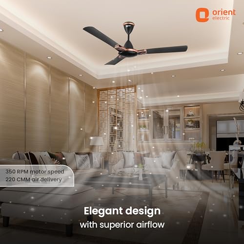 Image of Orient Electric 1200 mm Mozart ceiling fan| Designer fan with seamless ring to trim design | Anti-rust Aluminium blades| Decorative Inlay Mould Design | 5-years warranty | Minimalist Flow Black