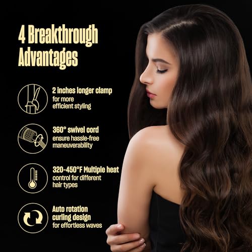 Automatic Rotating Curling Iron by BeKind Waves, 1 Inch Rotating Wand for Beach Waves, Tourmaline Ceramic, Fast Heat-up, Multiple Temps, Long-Lasting Curls, Dual Voltage (Black) — view 6