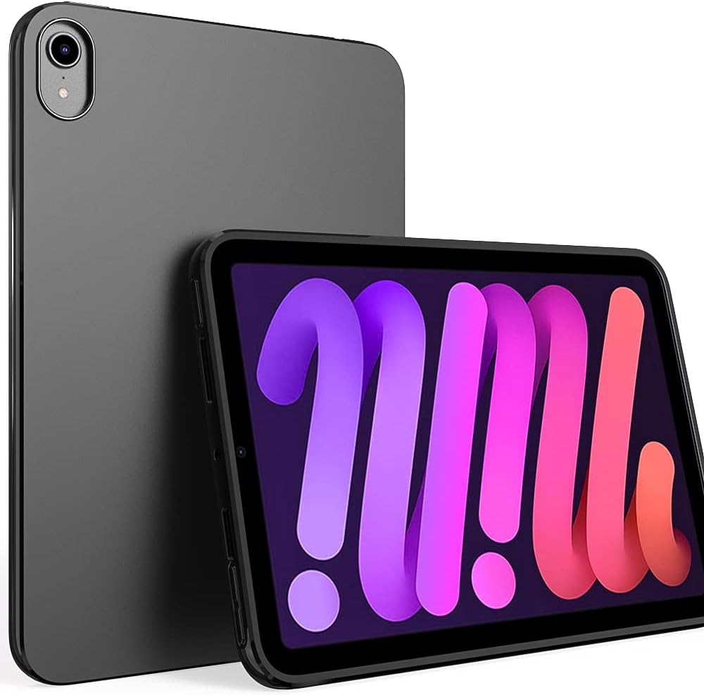 iPad Mini 6 Case 2021, Slim Design Matte TPU Rubber Soft Skin Silicone Protective Cover for Apple iPad Mini 6th Generation Tablet - Black