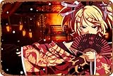 Music Blonde Vocaloid Kimono Headdress Red Eyes Rin Kagamine Creative Tin Logo Vintage Poster Bar Cafe Office Restaurant Wall Decoration Home Door Garden Store Club Logo Gift 12 X 8 inches