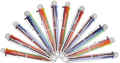 12 Pieces Multicolor Ballpoint Pens 6-in-1 Retractable Ballpoint Pens 6 Color 0.5 mm Shuttle Pens for Office School Supplies Students Children