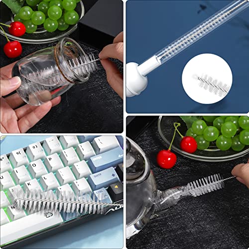 Image of Ixiaoyoo 12 Pcs Straw Cleaner Brushes Set, 8.2 Inch Nylon Cleaning Brush | White Tube Cleaner Brushes for Tumbler, Sippy Cup, Water Bottles, Hummingbird Feeders, Pipes, Sink Drain & Pet Waterers