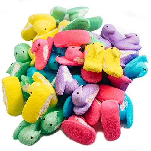 Marshmallow Peep Chicks Easter Colors - 5 Packs of 10 - Yellow, Lavender, Pink, Green, and Blue Chicks - Classic Marshmallow Candy - Decorative Seasonal Peeps
