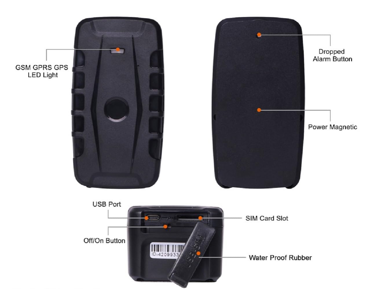 GPS Tracker per Auto 20000mah Localizzatore GPS Batteria Lunga Durata APP Senza Abbonamento IP67 Impermeabile Geofencing Smart Alarm con Magneti TK918
