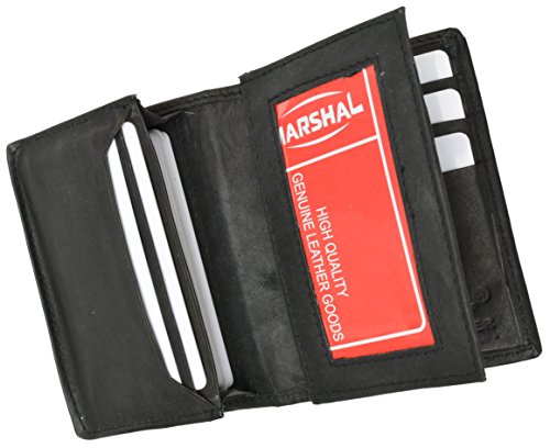 Genuine Leather Slim Bi-Fold ID Wallet with Expandable Pocket for Business Cards Credit Cards with Middle Flap3