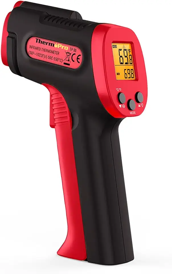 Termômetro Digital Infravermelho Tp30W Preto/Vermelho, Tecnologia de Sensor Termopilha, Leitura Ultrarrápida, Ideal para Medições de Superfície em Diversos Materiais