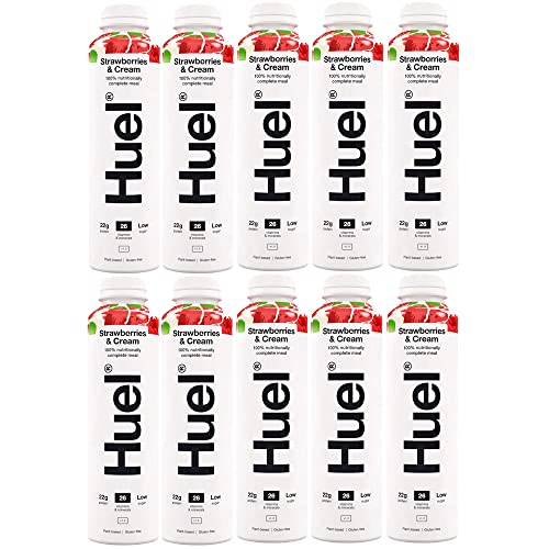 10 x 500 ml de fresas veganas y crema bebida de frutas, batido natural, vitaminas, minerales, jugo de proteínas bajo en azúcar
