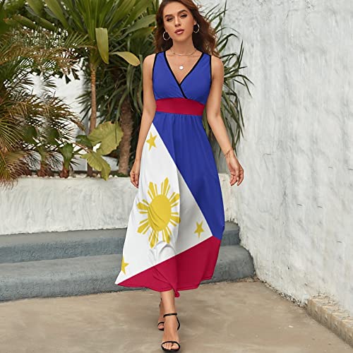 Adugen Origei Philippines Flag Sleeveless Dress Dress Ladies Casual Fashion Body Dress for Women XL4