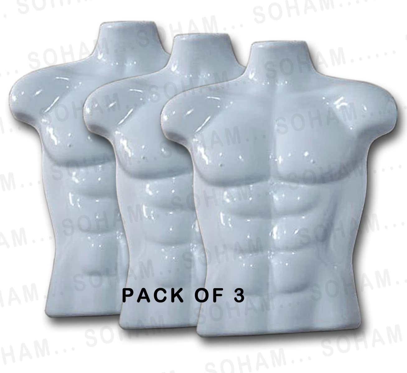 SOHAM SHREE ᵀᴹ : Male Body Hanger | Non-Breakable Plastic Men Body Shell Mannequin- Dummy Type Hangers Kurta Shirt Display Stands - Regular Size (White, 3)