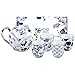 TOKYO design studio Flora Japonica zestaw do herbaty niebiesko-biały, 5-częściowy, 1 x dzbanek do herbaty 1,25 l i 4 x filiżanki do herbaty 170 ml, azjatycka porcelana, japoński wzór kwiatowy, w zestawie opakowanie na prezent