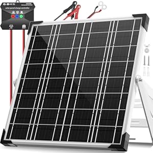 Voltset Kit de panel solar de 20 W 12 V, cargador de batería solar, panel solar impermeable + controlador de carga mejorado + soporte de montaje ajustable para barco, caravana, motocicleta, marino