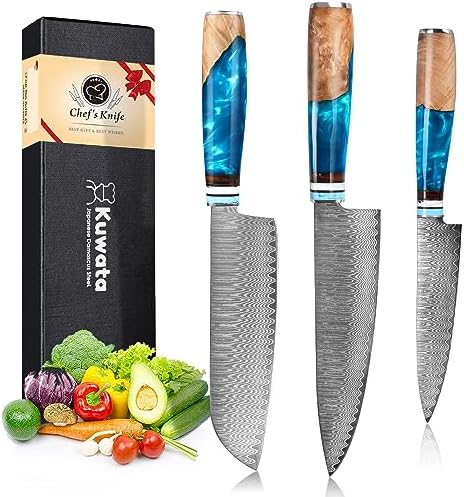 Kuwata Damascus Chef Knife Set