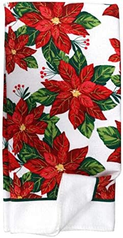 Poinsettia 5 Piece Christmas Kitchen Linen Bundle With 2 Dish Towels, 2 Potholders, and 1 Oven Mitt … image 4