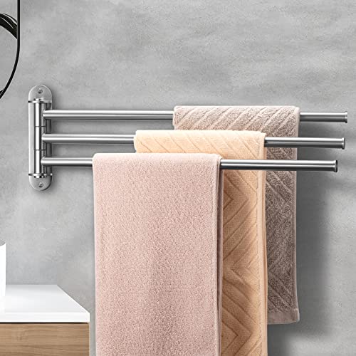 Qobobo® Porta Asciugamani Bagno da Parete Portasciugamani con 3 Bracci in Acciaio Inox Porta Salviette 40 cm Argento