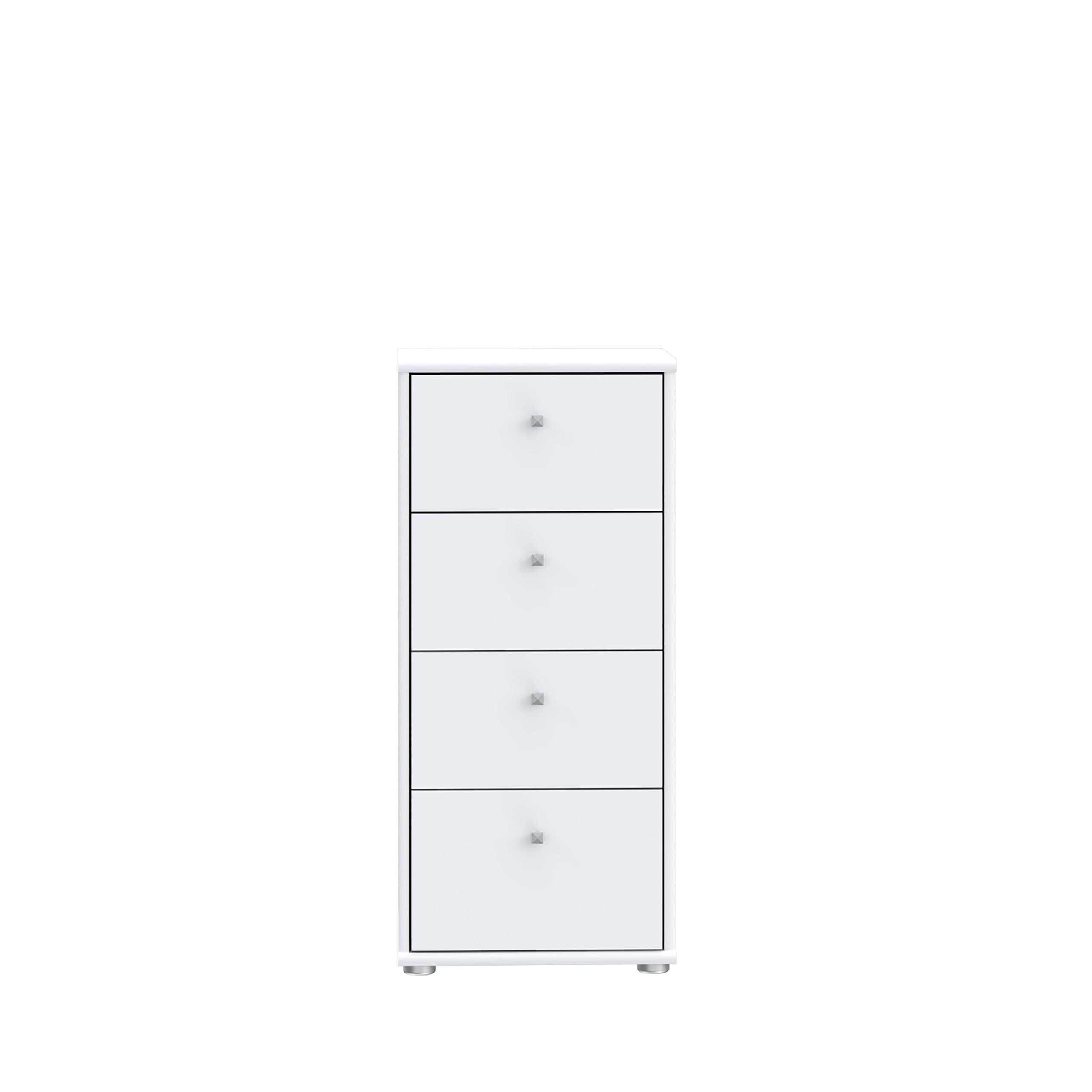 Forte Tempra 2 Kommode 4 Schubladen, Holzwerkstoff, weiß, Bx H xT: 38,6 x 85,5 x 34,8 cm