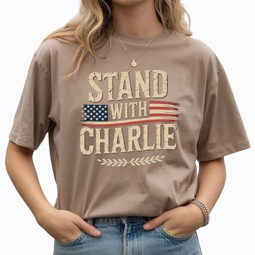 Stand with Charlie Shirt, Free Speech Support Tee, Vintage College Political Political Tee, Justice for Charlie Comfort Colors Shirts Sweatshirt DS12 Black/White3