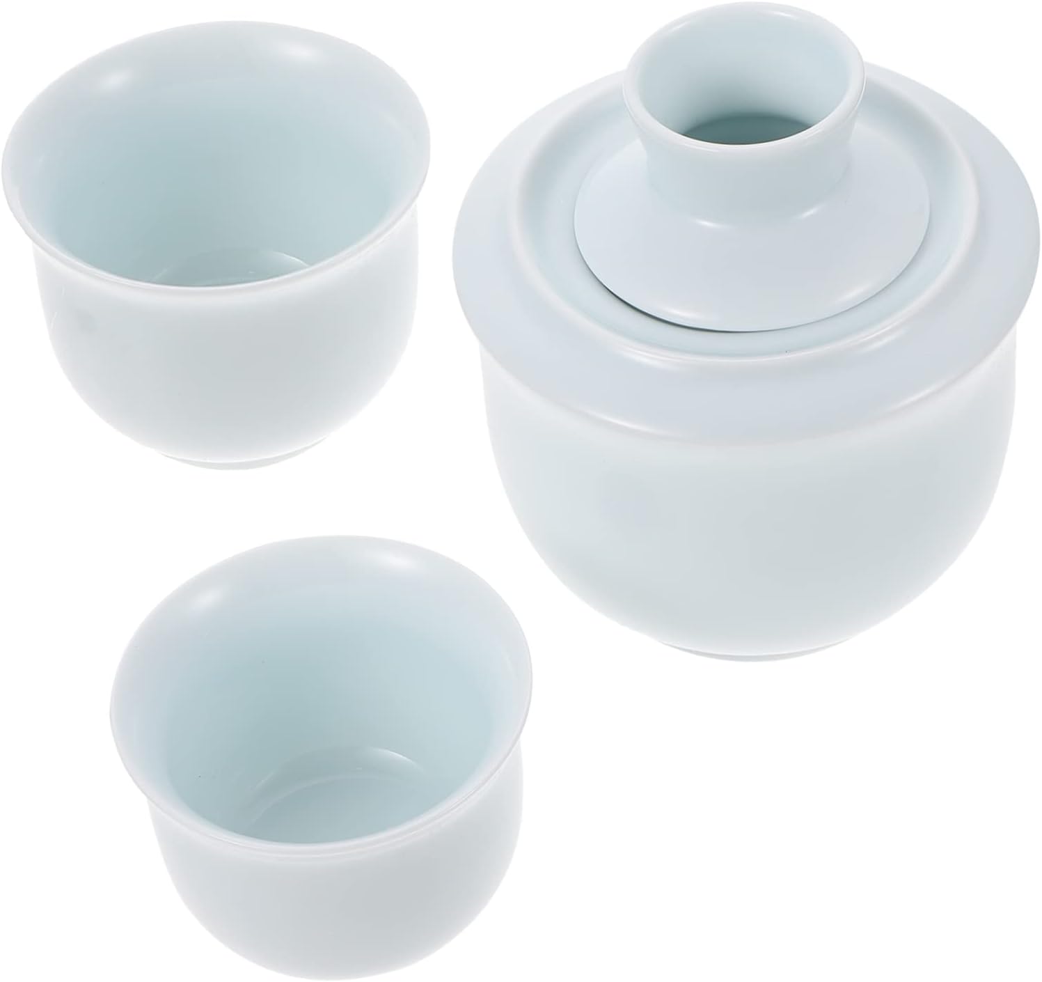 Veemoon Sky-Blue Ceramic Sake Set - 1 Decanter and 4 Cups for Hot Sake Elegant Pottery for Tea and Sake Lovers Ideal for Entertaining and Gifting