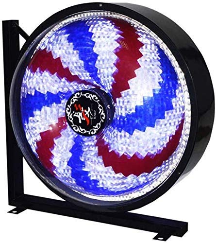 LED Barber Pole Windmill Round Light - 27”/38” Rotating Spinning Red White Blue Strips Electric Open Sign Wall Lamp for Hairdressing Salon Outdoor