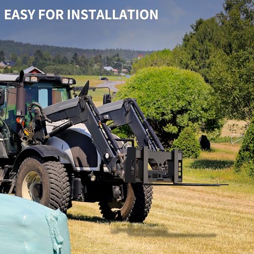 Image of YITAMOTOR 45 inch Skid Steer Pallet Forks Frame Attachment, 3000 lbs Capacity