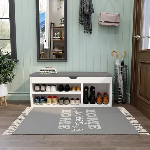 Mondeer Schuhbank aus E1 Holzspanplatte, aufklappbare Schuhschrank für Flur, ideal für Familie (Weiß)  
Mondeer aufklapp