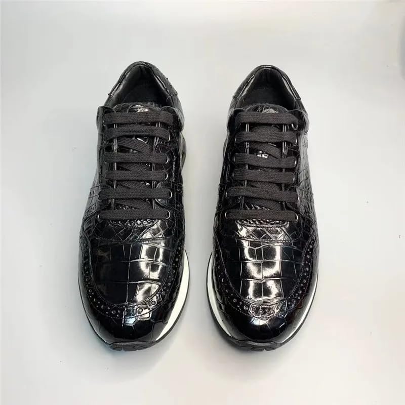 Authentic Exotic Crocodile Skin Male Black Footwear Sneakers Genuine Real Alligator Leather Men's Soft Lace-up Walking Shoes3