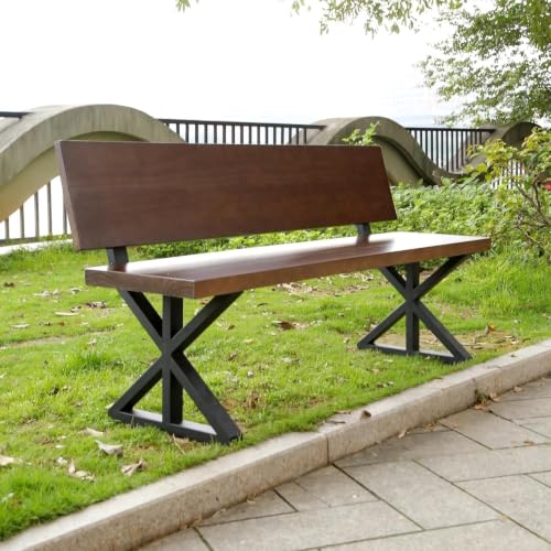Image of Solid Wood Outdoor Bench with Backrest | Wooden Garden Bench | Sheesham Wood Patio, Balcony & Park Seating Furniture