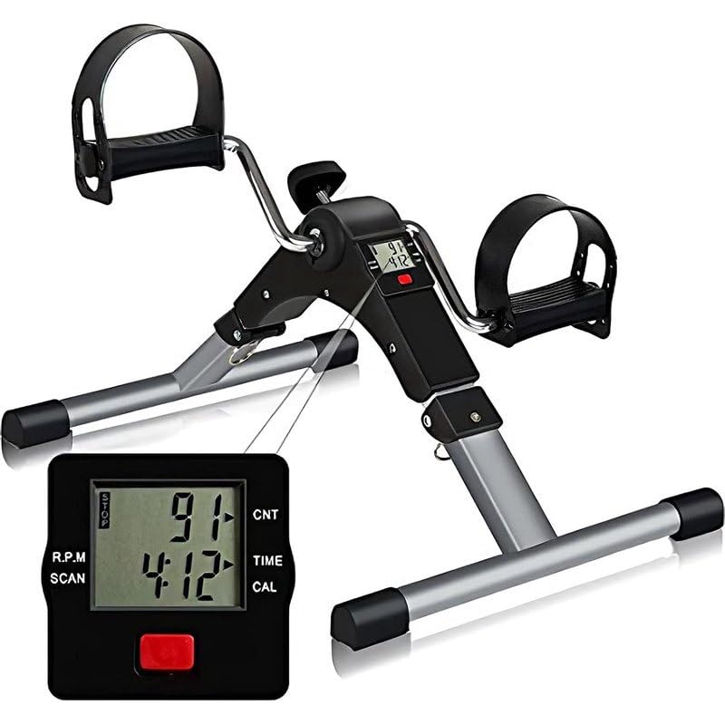 Mini Pedal Exerciser Cycle for Home & Office, Under Desk Arm & Leg Exercise Bike, LCD Display with Time, Count & Calories, Adjustable Resistance