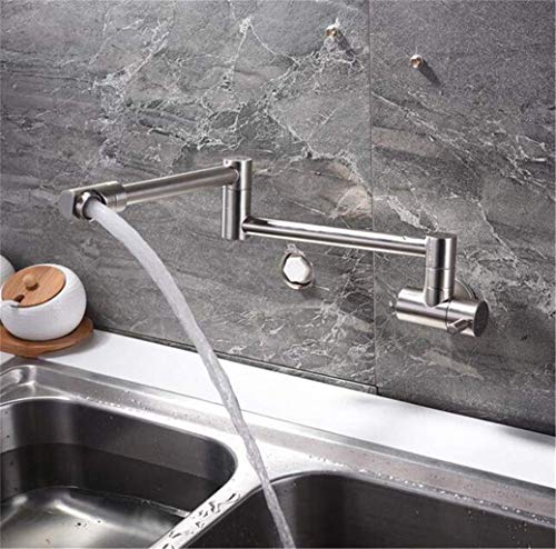 Robinet d'évier rotatif pli cuisine mural en laiton nickel