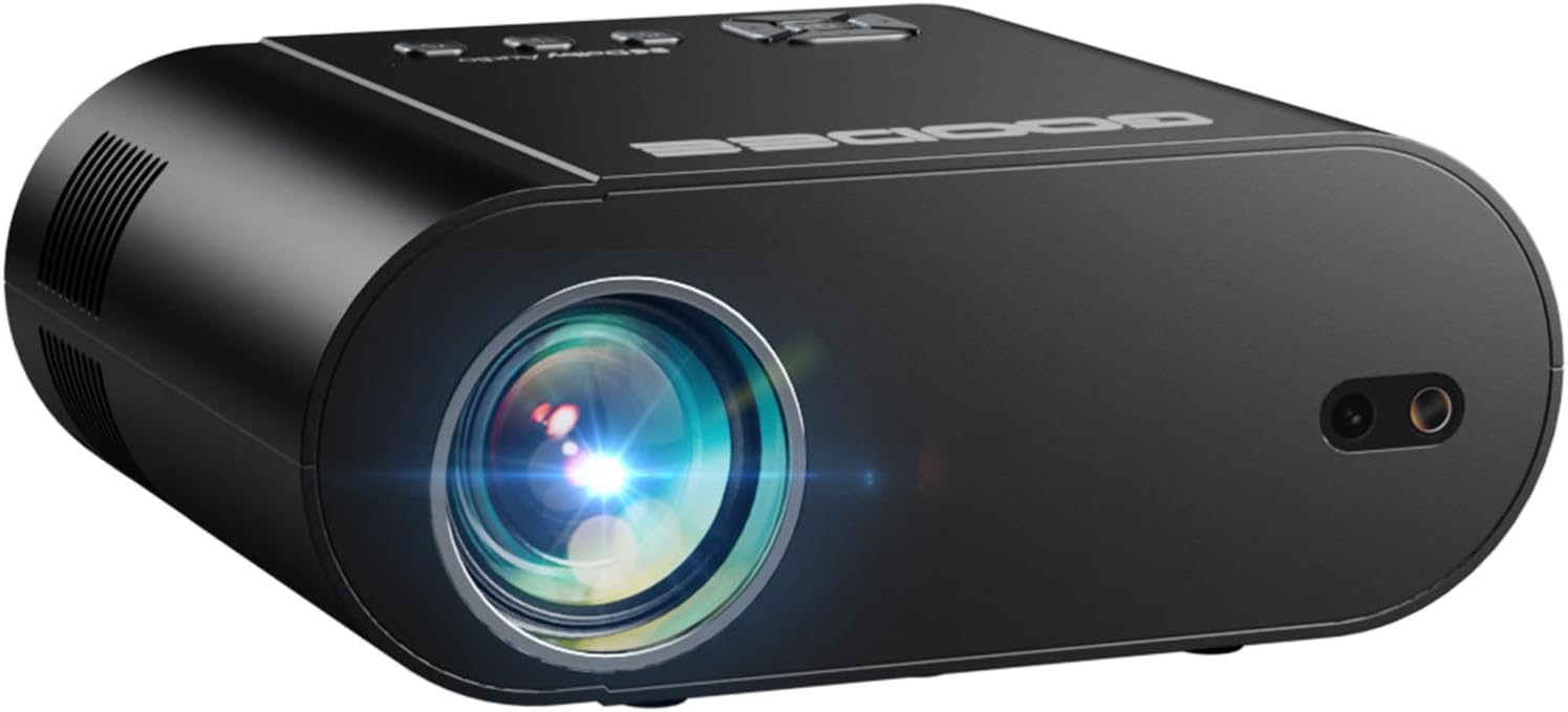 Mini Projector, GooDee HD Video Projector 1920x1080P Support, Outdoor Movie Projector DLP Home Theater Projector with Tripod&Bag, Support Fire TV Stick/PS4/HDMI/iOS /Android