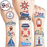 Nautical Temporary Tattoos 10 Sheets 100 PCS Boat 1st Party Decorations Favors Supplies Sailor Nautical Theme Birthday Cute Stickers Christmas Gifts for Boys Girls Class School Prizes Carnival