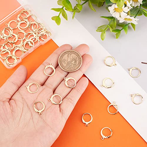 Beebeecraft 1 Box 50Pcs Leverback Earring Hooks 24K Gold Plated Round French Earring Hooks Earwire Findings 14.5x12mm for DIY Jewellery Earring Making - Image 3