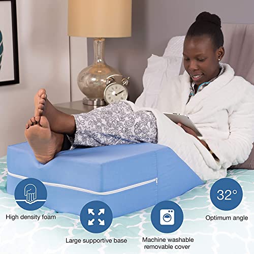 Dmi Ortho Bed Wedge, Elevated Leg Pillow, Supportive Foam Wedge Pillow For Elevating Legs, Improved Circulataion, Reducing Back Pain, Post Surgery And Injury, Recovery, Blue, 6" X 20" X 24" #TOP3
