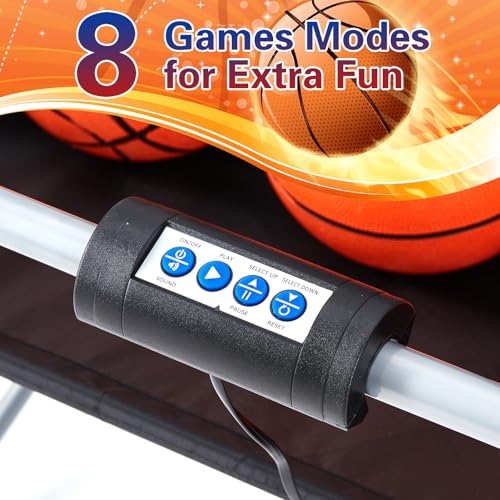 Danrelax Arcade Basketball Game, Dual Shot Electronic Basketball Game with 8 Game Modes, LCD Score Display, and 4 Rubber Balls, Indoor Basketball Arcade Game for Home