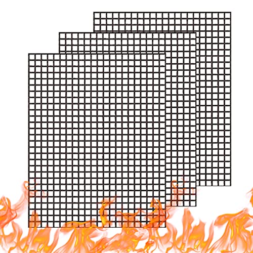 WholeFire Grillmatte Set, Antihaft Gitter Beschichtet Wiederverwendbar BBQ Backzubehör zum Grillen...