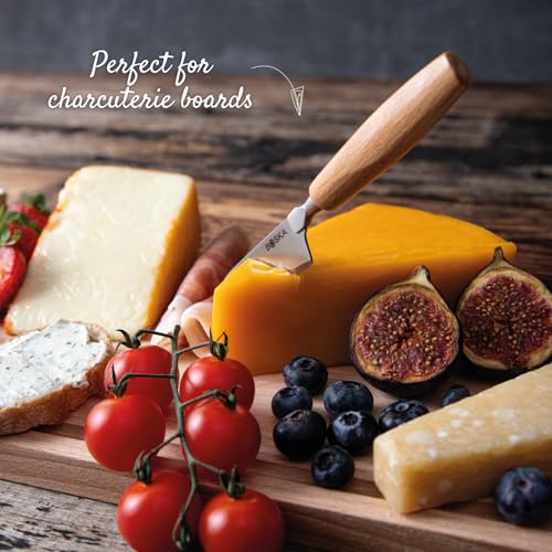 Image of BOSKA Cheese Knife Set Amigo Small - Set of 5 Small Knives for All Cheese Types - Ergonomic Beech Wood Handle - Stainless Steel - Non-stick Thanks to BSF Treatment