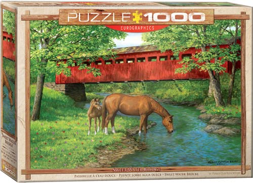 empireposter Weirs – Cavalli sul ponte – 1000 pezzi puzzle formato 68 x 48 cm + set di 3 puzzle accessori deluxe