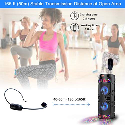 Rhm Wireless Microphone Headset, 2.4G Wireless Mic System, 160Ft Range, Headset & Handheld Mic 2 In 1, Rechargeable Transmitter & Receiver For Speaker, Pa System, Voice Amplifier #TOP4