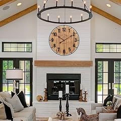 24 inch Rustic Wood and Metal Clock product photo 24 inch Rustic Wood and Metal Clock product photo