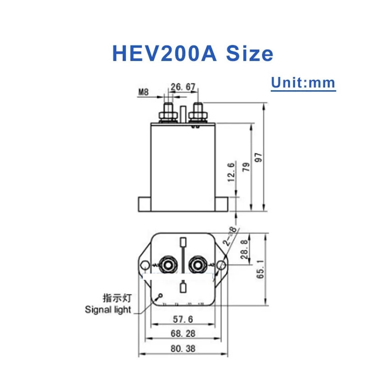 Contactor de Motor, Contactor de CC alto je HEV200A, relé potencia carga 1000 V, 12, 24, 36, 48, 60, 72, 84, 120(1NO,HEV300A)