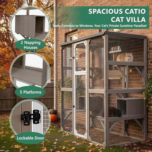 Image of Outdoor Cat Enclosure, Walk-in Catio with Window Access