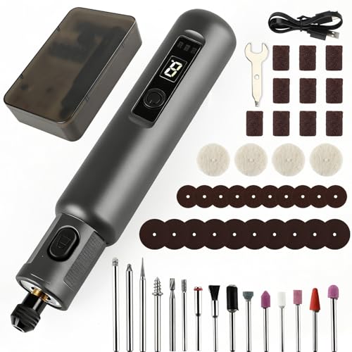 Herramienta giratoria recargable inalámbrica con velocidades ajustables, motor de alta velocidad de 10000-18000 rpm, luz LED y carga USB (3.7V/1500mAh) - Multiherramienta portátil para moler, pulir
