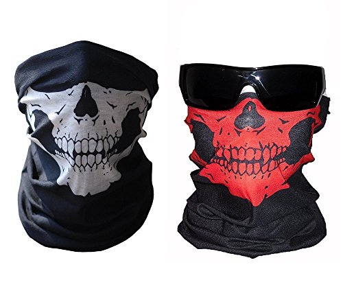 ToBe-U Seamless Multi Function Half Face Skull Tube Mask for Halloween