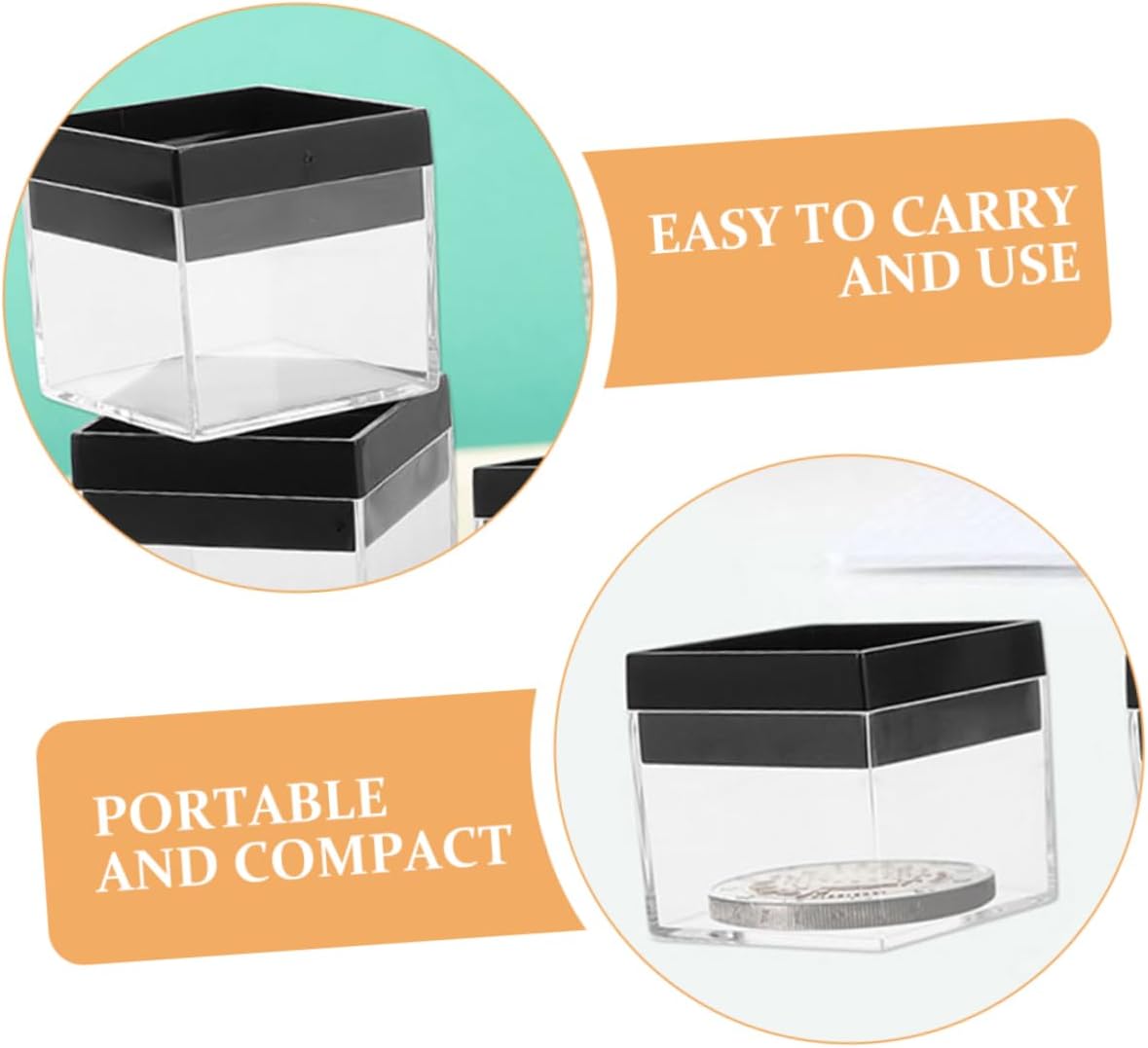 VALICLUD 12pcs Square Mineral Specimen Holder Plastic Storage Box Display Case for Natural Raw Stone Collection Jewelry Sample Organization