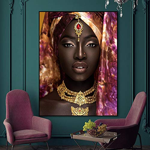 Toile art femmes noires africaines 35x50 cm sans cadre affiche de peinture de maquillage pour salon