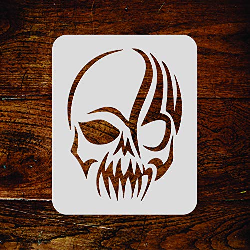 Skull Stencil - 7.5 x 10 cm (S) - Halloween Scary Tattoo Tribal Wall Stencil Template