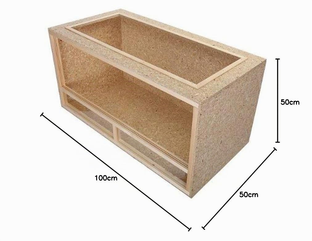 REPITERRA - terrario in legno 100 x 50 x 50 cm per tartaruga ventilazione superiore